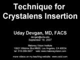 Crystalens Insertion Technique
